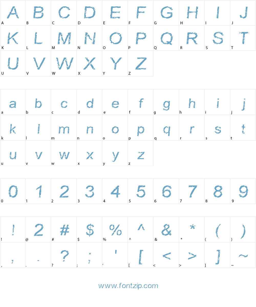 Carbonized Timber Font Character